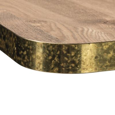 Table top Oak veneer, oxidated brass edge, MDF core, 38mm