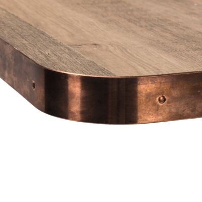 Table top Oak veneer, copper edge, MDF core, 38mm