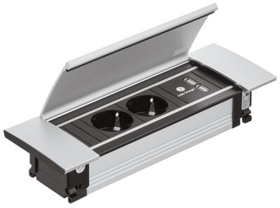 Power socket 2 grounded outlets/2 USB