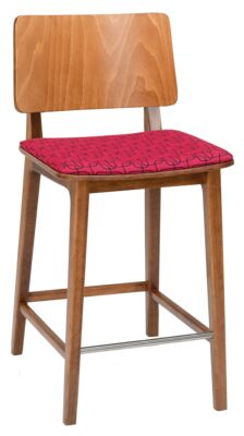 BAR STOOL FLASH MS - SEAT FLAT UPHOLSTERED, BACK WOOD