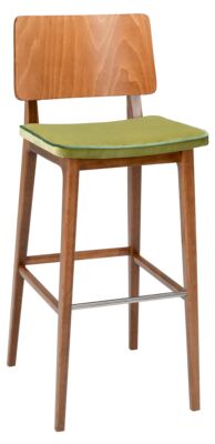 BAR STOOL FLASH HS - SEAT BOXED UPHOLSTERED, BACK WOOD