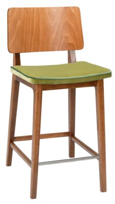 BAR STOOL FLASH MS - SEAT BOXED UPHOLSTERED, BACK WOOD