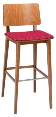 BAR STOOL FLASH HS - SEAT FLAT UPHOLSTERED, BACK WOOD