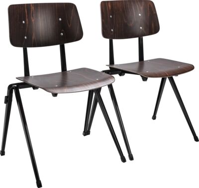 Chair S-17 SC connectable, frame black, seat+back ebony